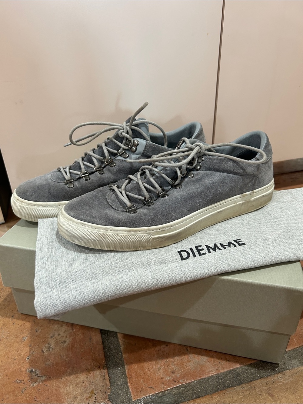 Diemme Men's Gray Suede Low-Top Sneakers